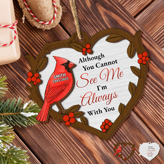 My Mind Still Talks To You Cardinal Wooden Ornament