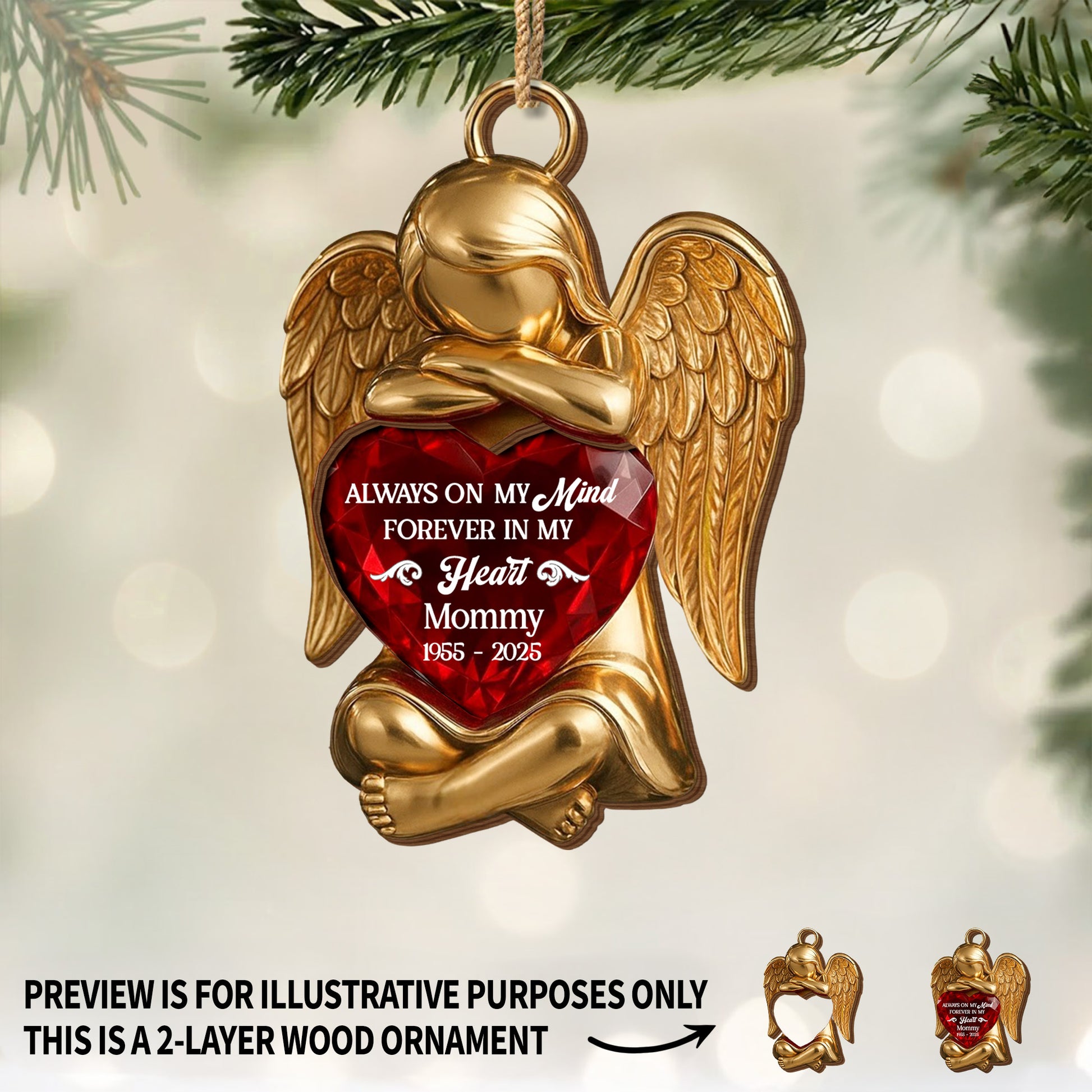Always On My Mind Forever In My Heart Angel Heart Ornament