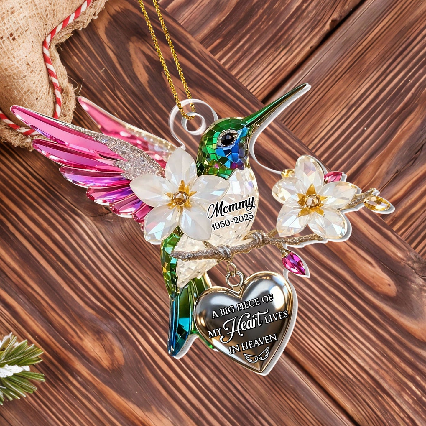 A Big Piece Of My Heart Lives In Heaven, Hummingbird And Flowers