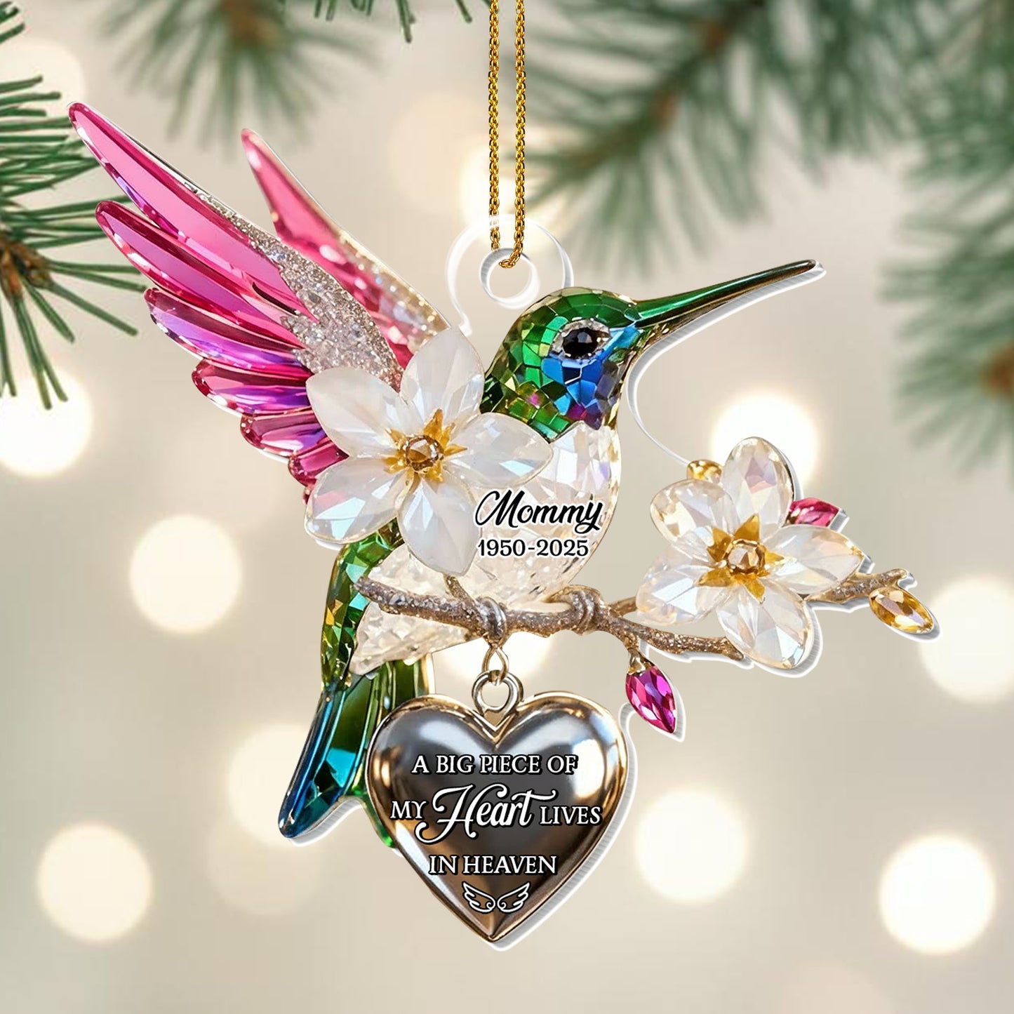 A Big Piece Of My Heart Lives In Heaven, Hummingbird And Flowers