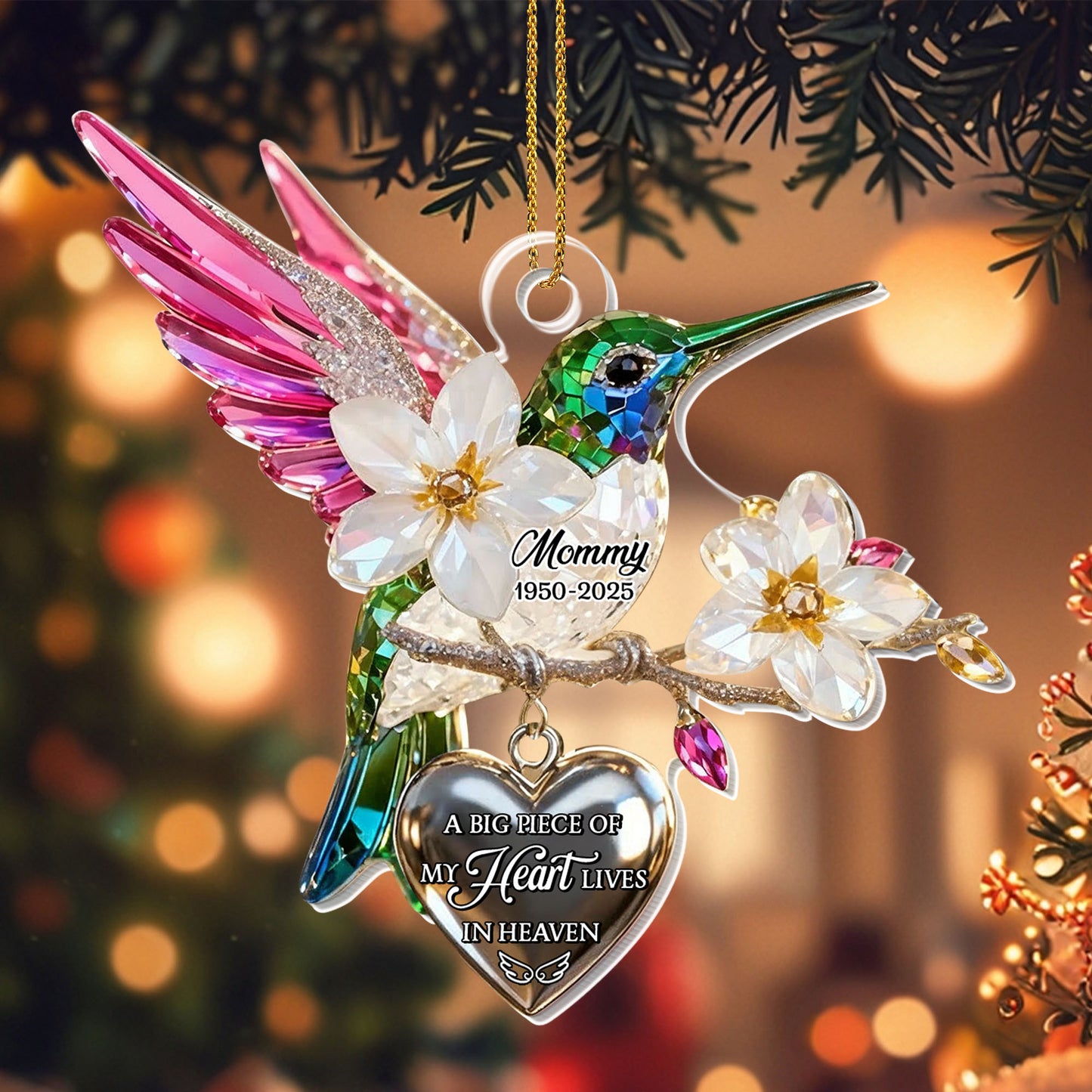 A Big Piece Of My Heart Lives In Heaven, Hummingbird And Flowers