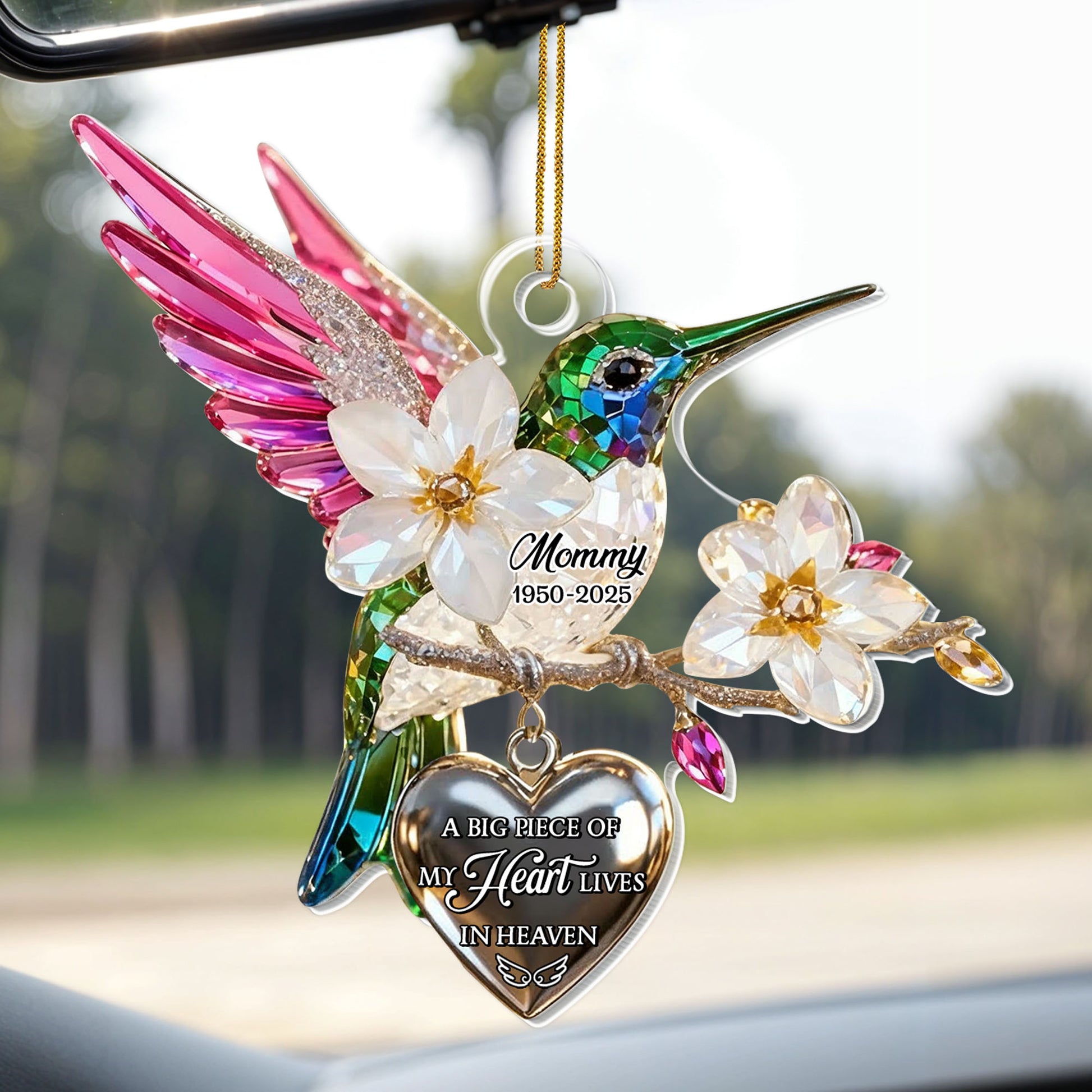 A Big Piece Of My Heart Lives In Heaven, Hummingbird And Flowers