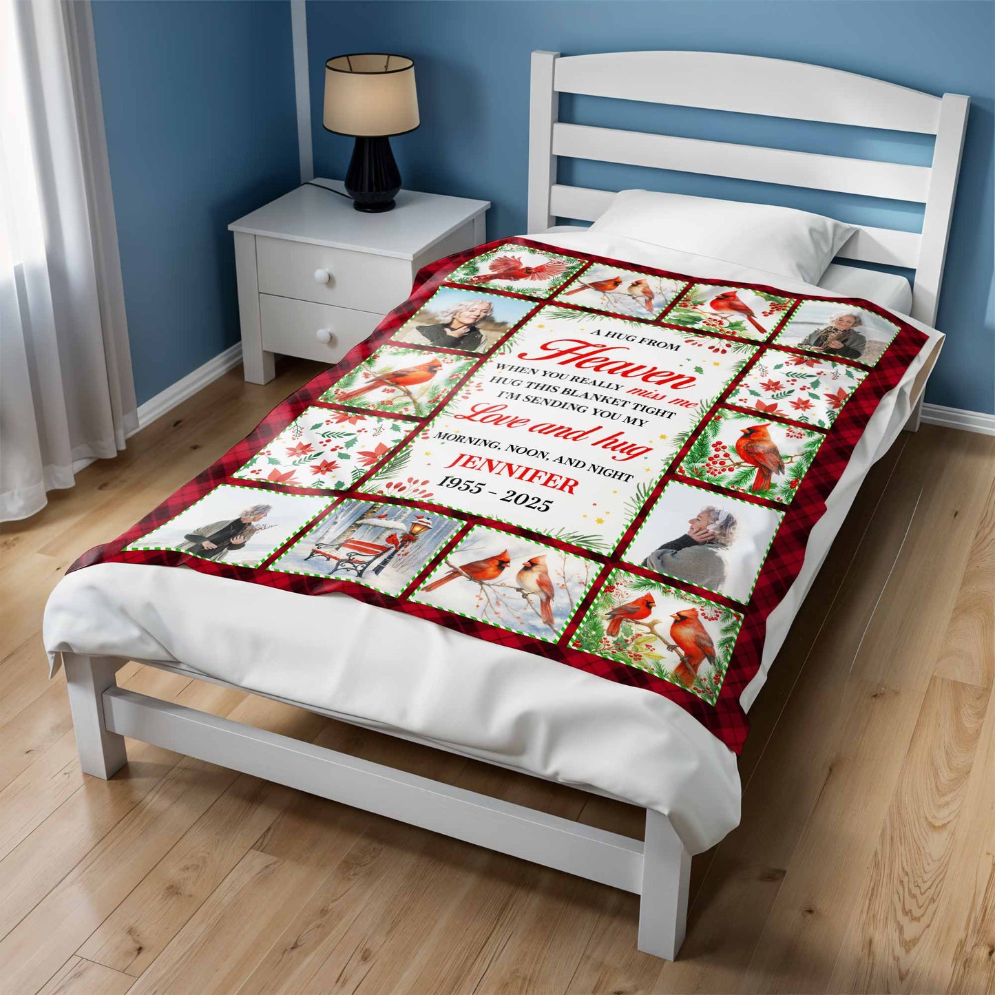 A Hug From Heaven, Blanket With Cardinal Birds And Holly Berries