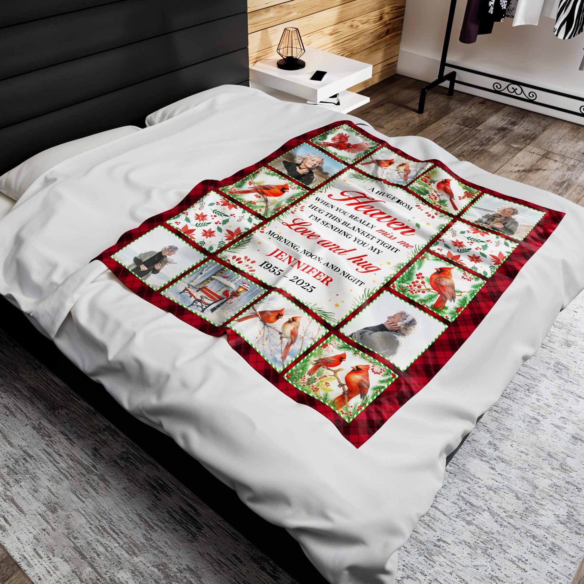 A Hug From Heaven, Blanket With Cardinal Birds And Holly Berries