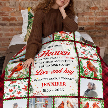 A Hug From Heaven, Blanket With Cardinal Birds And Holly Berries