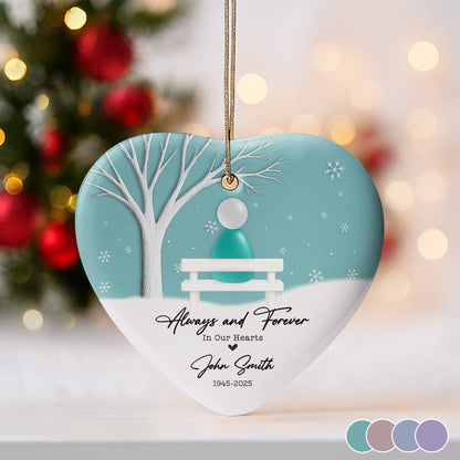 Always and Forever In Our Hearts With Tree and Snowflakes