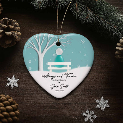 Always and Forever In Our Hearts With Tree and Snowflakes