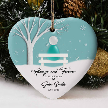 Always and Forever In Our Hearts With Tree and Snowflakes