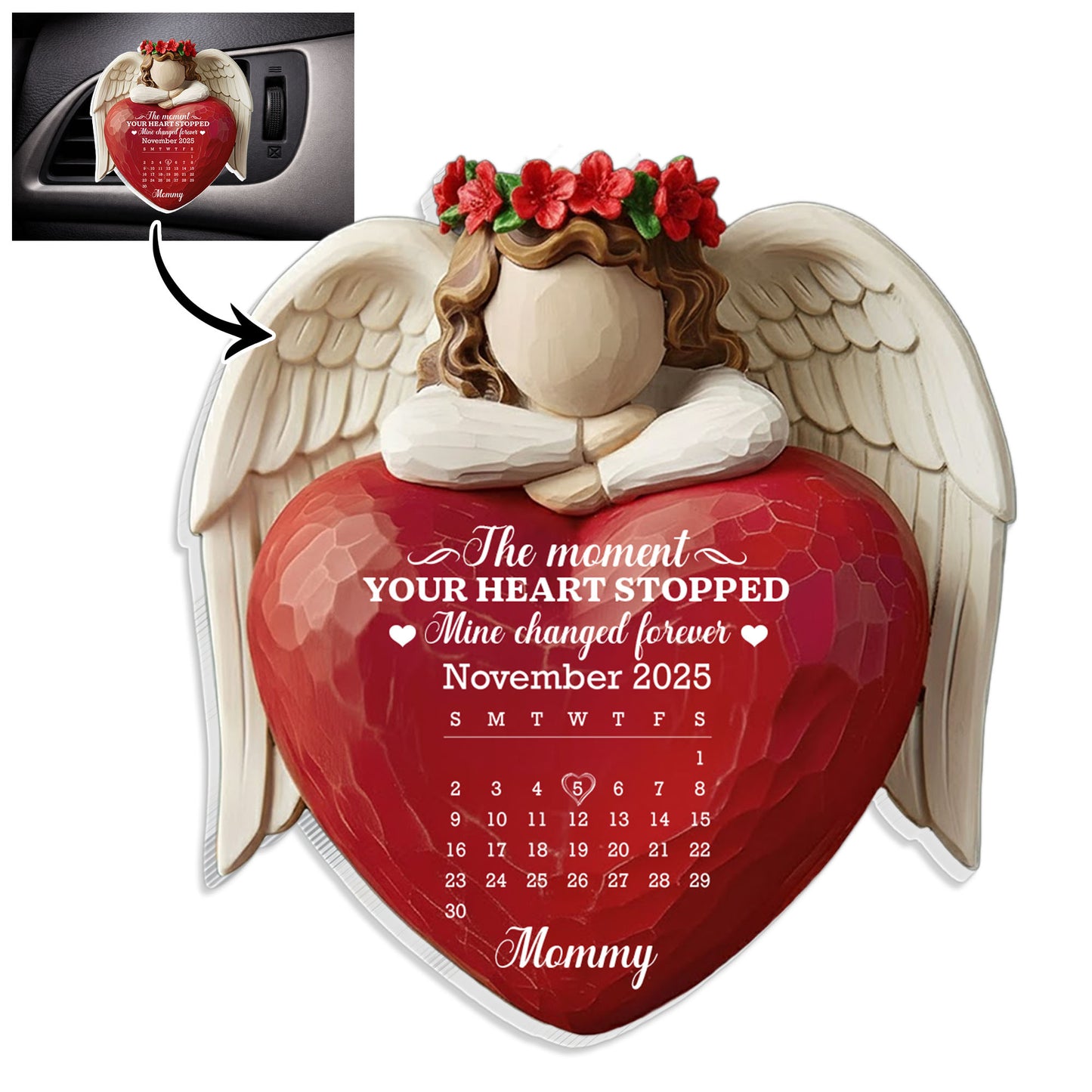 The Moment Your Heart Stopped Mine Changed Forever Angel Wings Heart Calendar