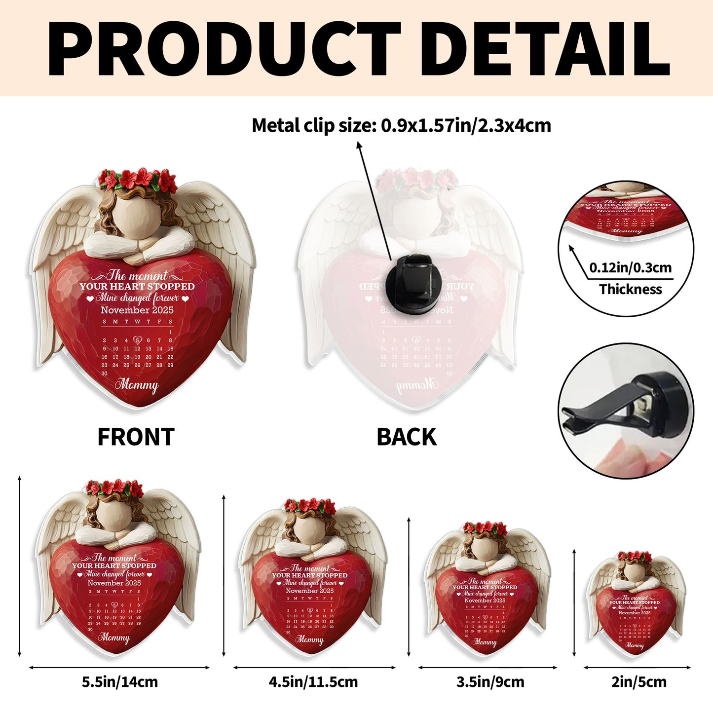 The Moment Your Heart Stopped Mine Changed Forever Angel Wings Heart Calendar