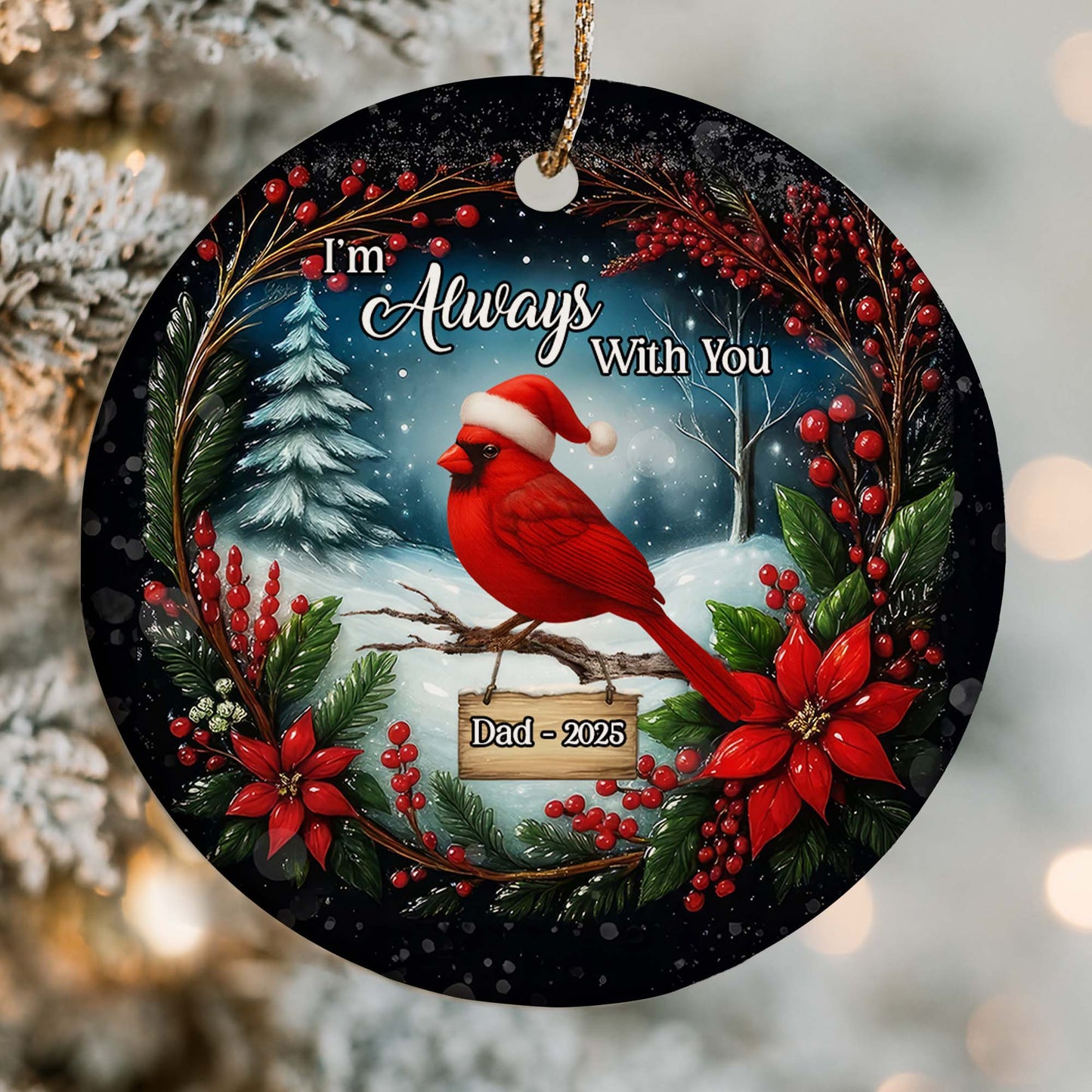 I'm Always With You, Cardinal And Poinsettia Design