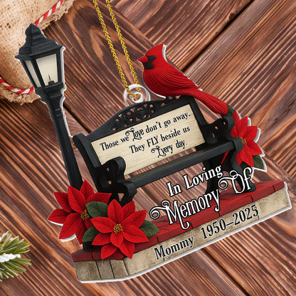Those We Love Don't Go Away, Cardinal And Poinsettia Ornament
