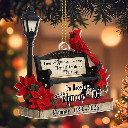 Those We Love Don't Go Away, Cardinal And Poinsettia Ornament