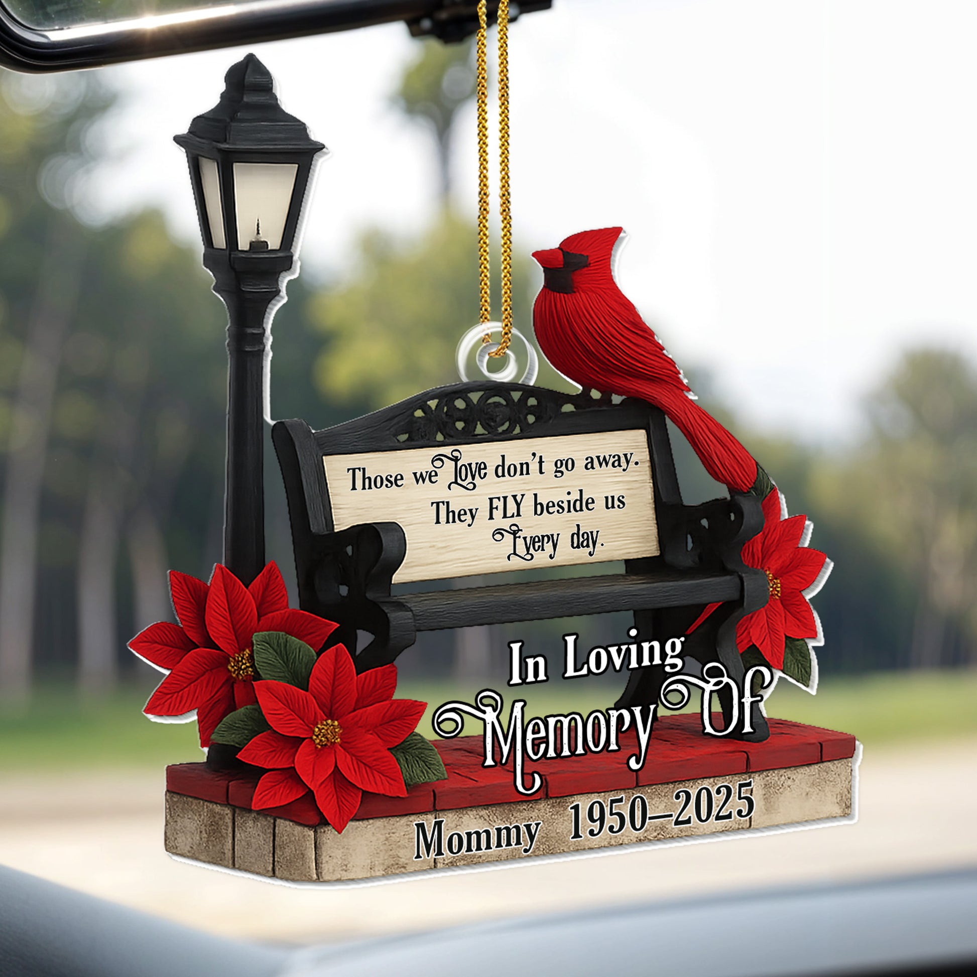 Those We Love Don't Go Away, Cardinal And Poinsettia Ornament