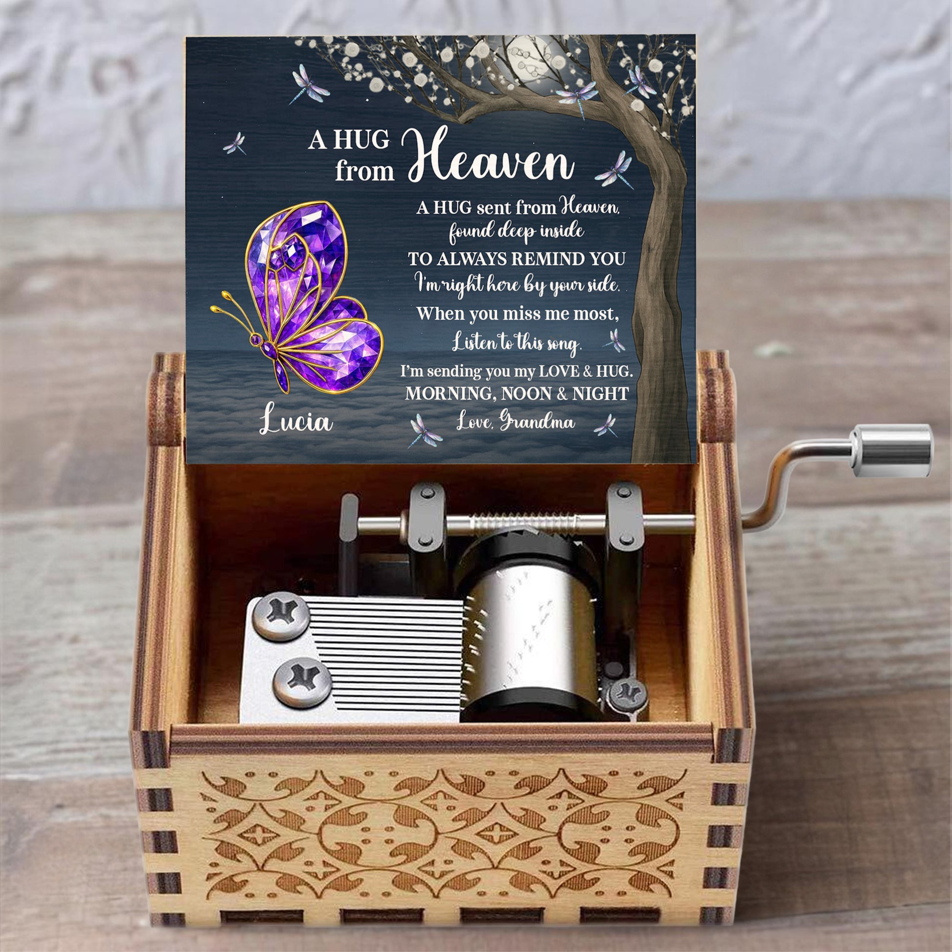 A Hug From Heaven With Butterfly And Tree Design