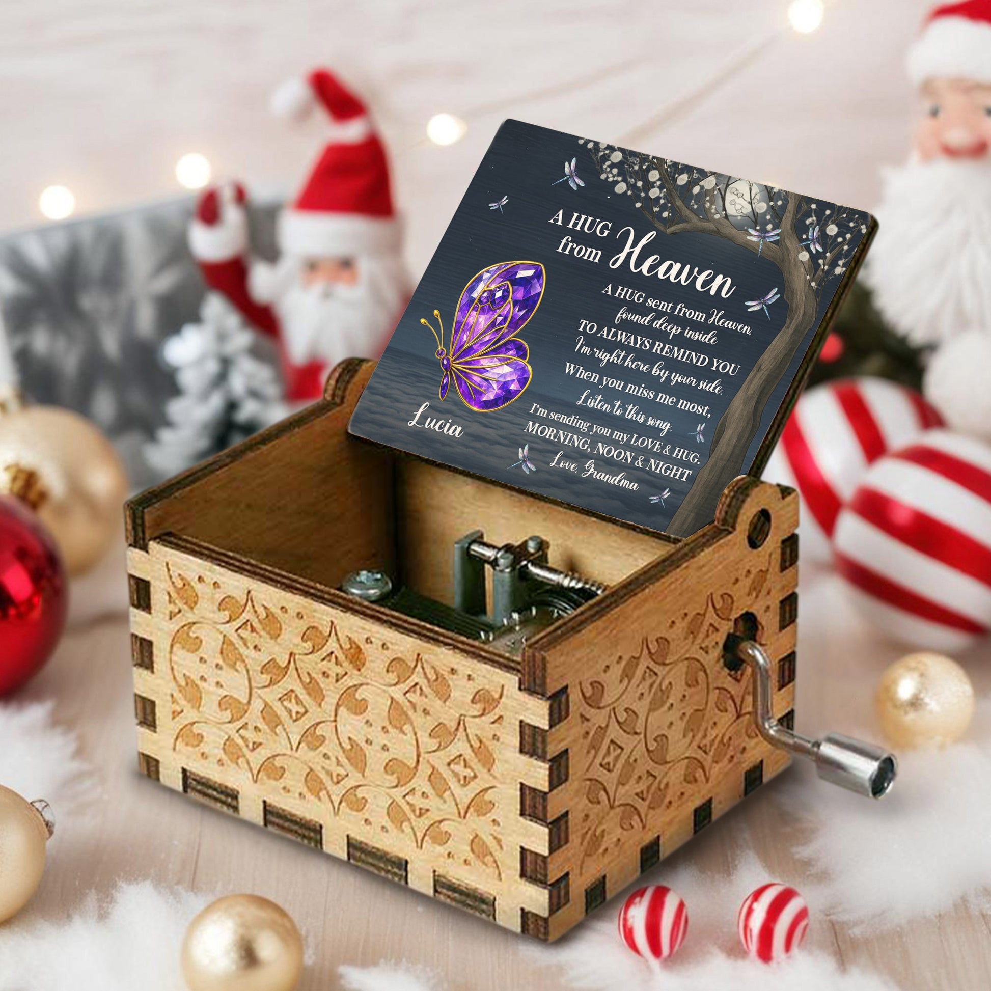 A Hug From Heaven With Butterfly And Tree Design