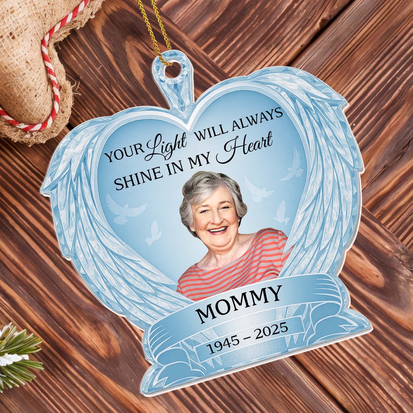 Your Light Will Always Shine In My Heart, Doves and Feathers Design