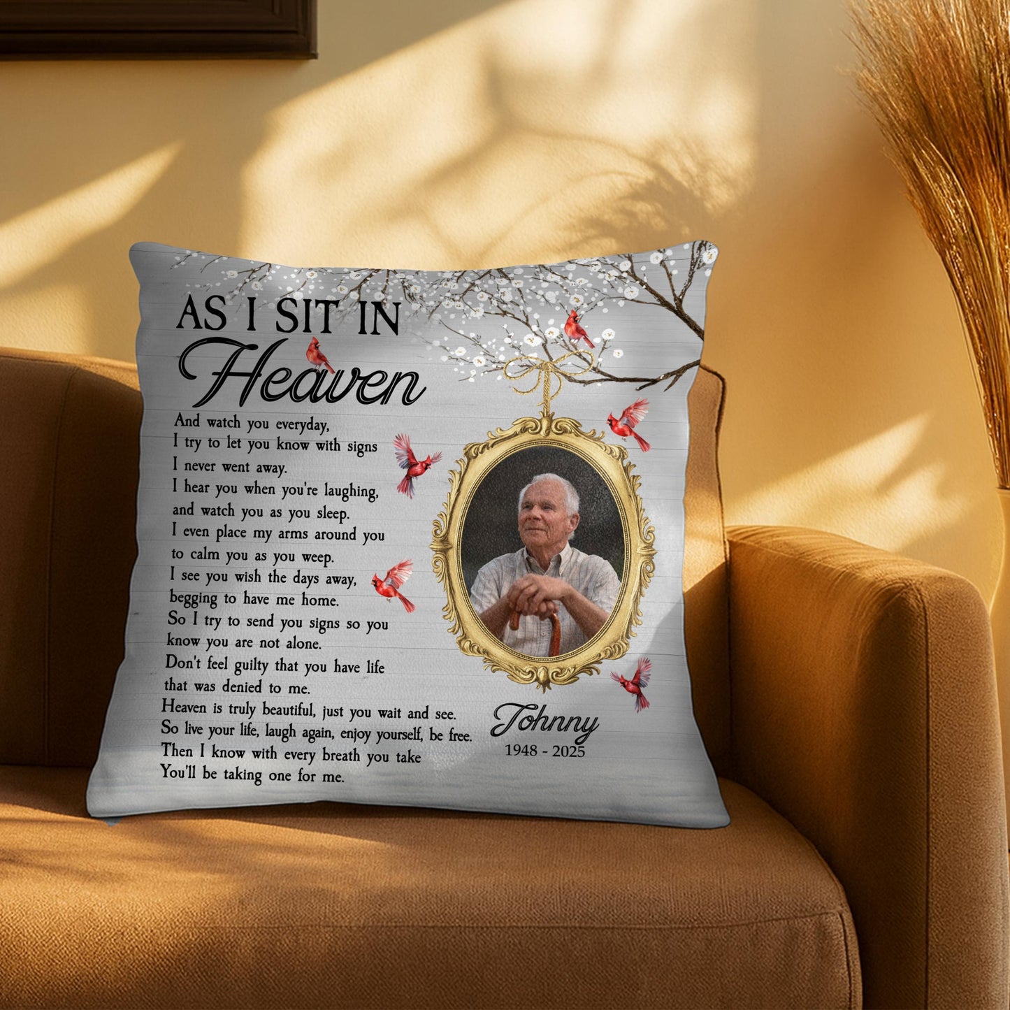 As I Sit In Heaven, Feathers And Portrait Pillow