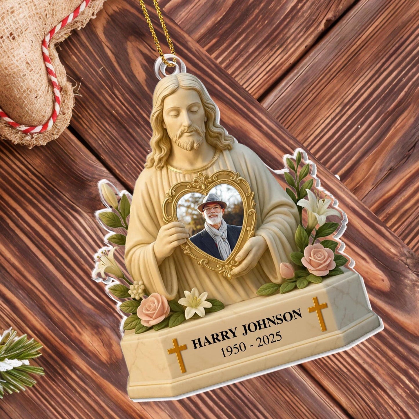 Cherish The Memory Of Loved Ones With Religious Figure And Roses