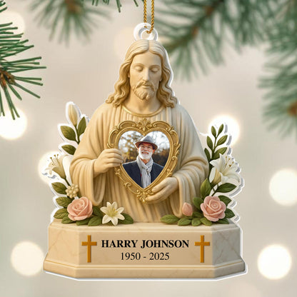 Cherish The Memory Of Loved Ones With Religious Figure And Roses