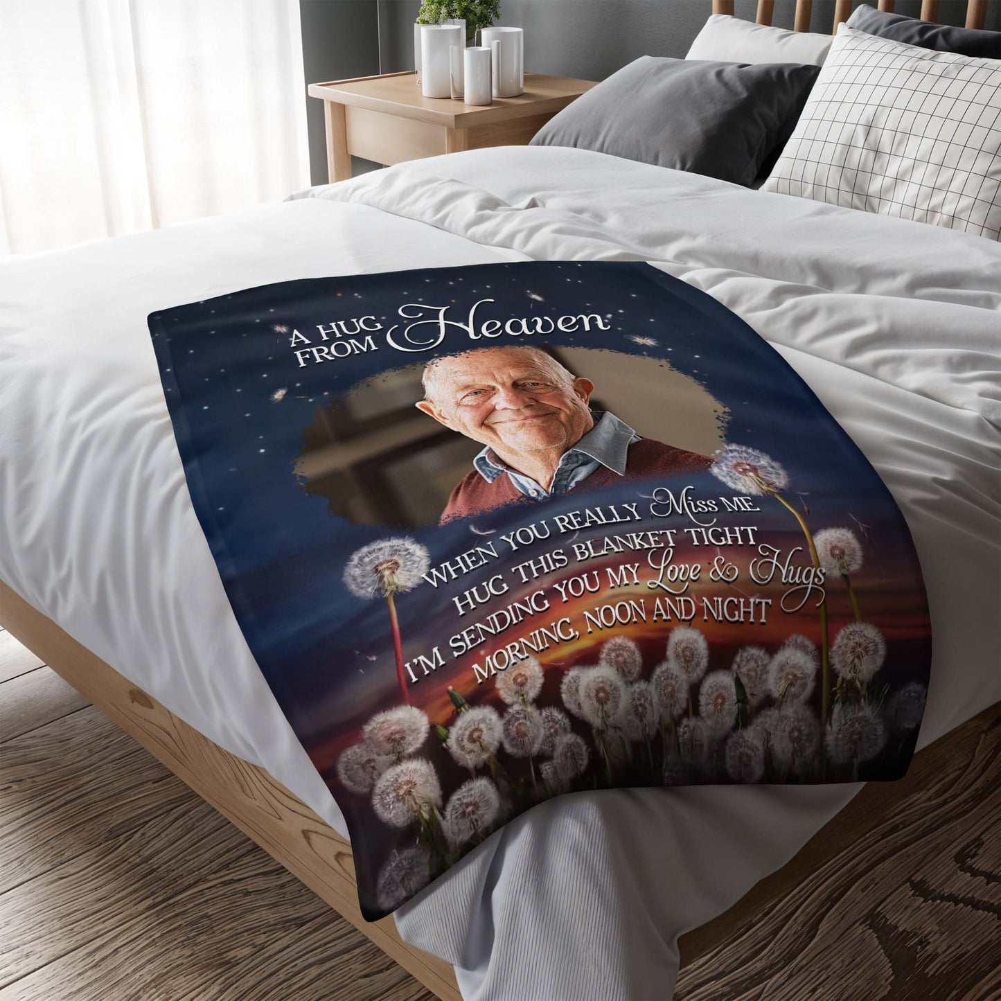 A Hug From Heaven With Elderly Man And Dandelions