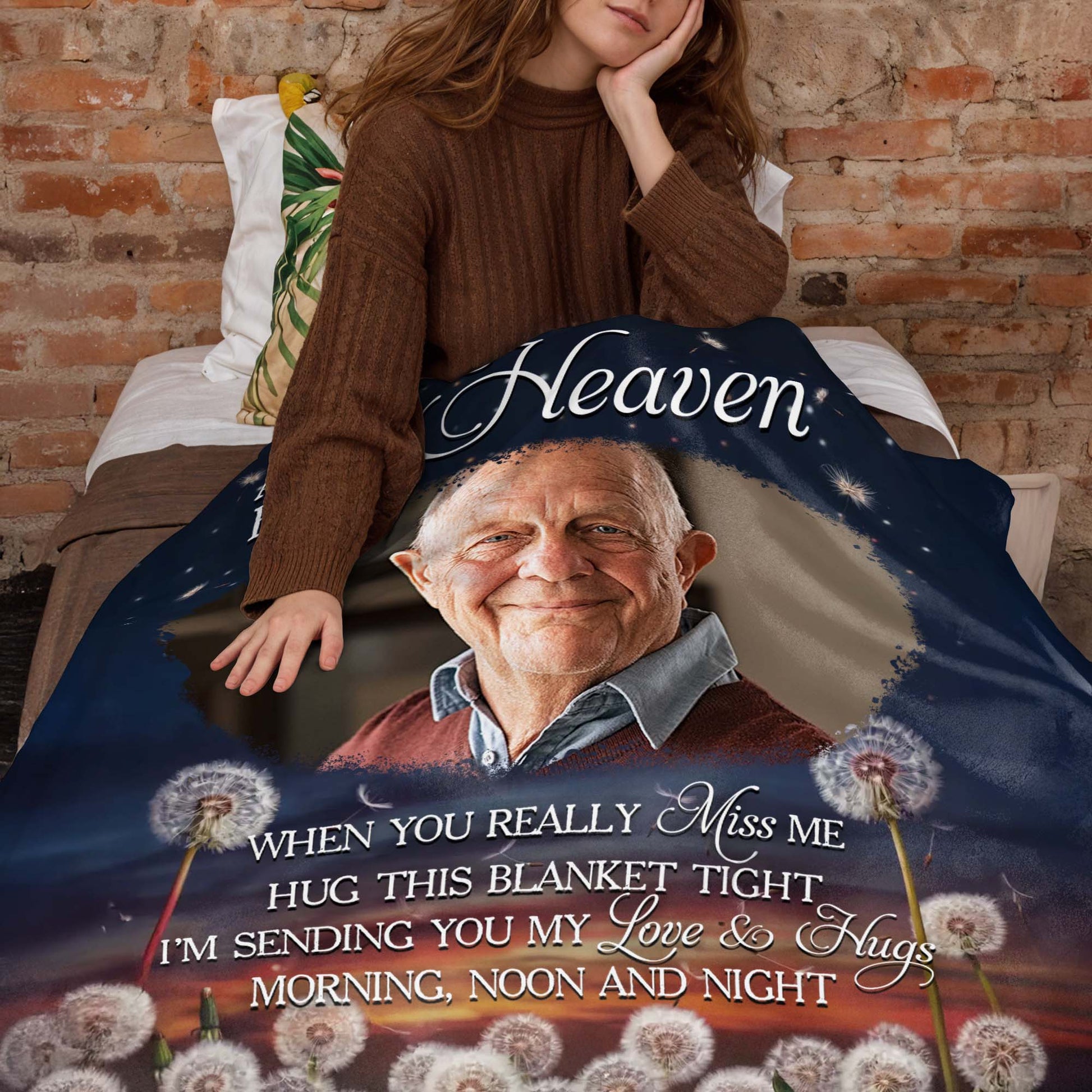 A Hug From Heaven With Elderly Man And Dandelions