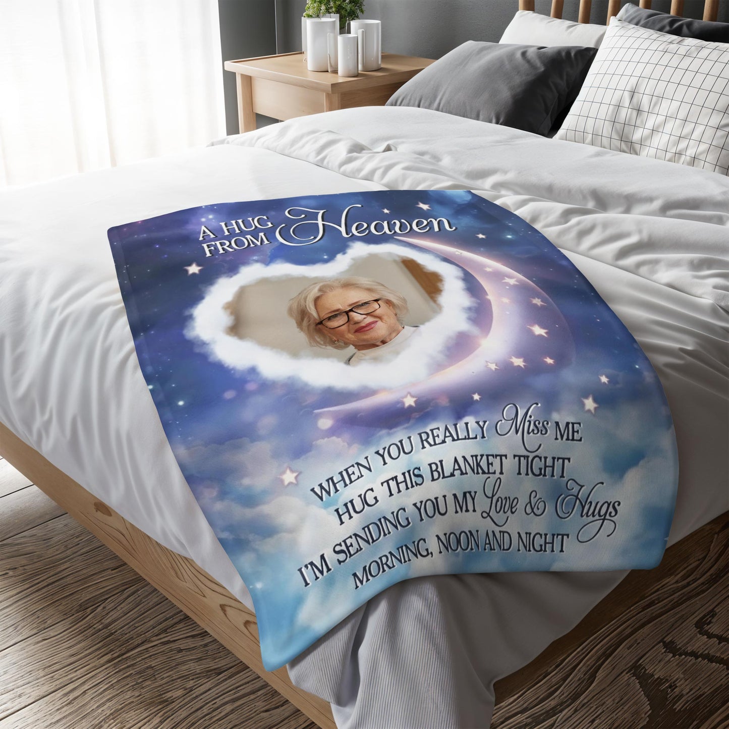 A Hug From Heaven With Stars, Moon and Heart Design