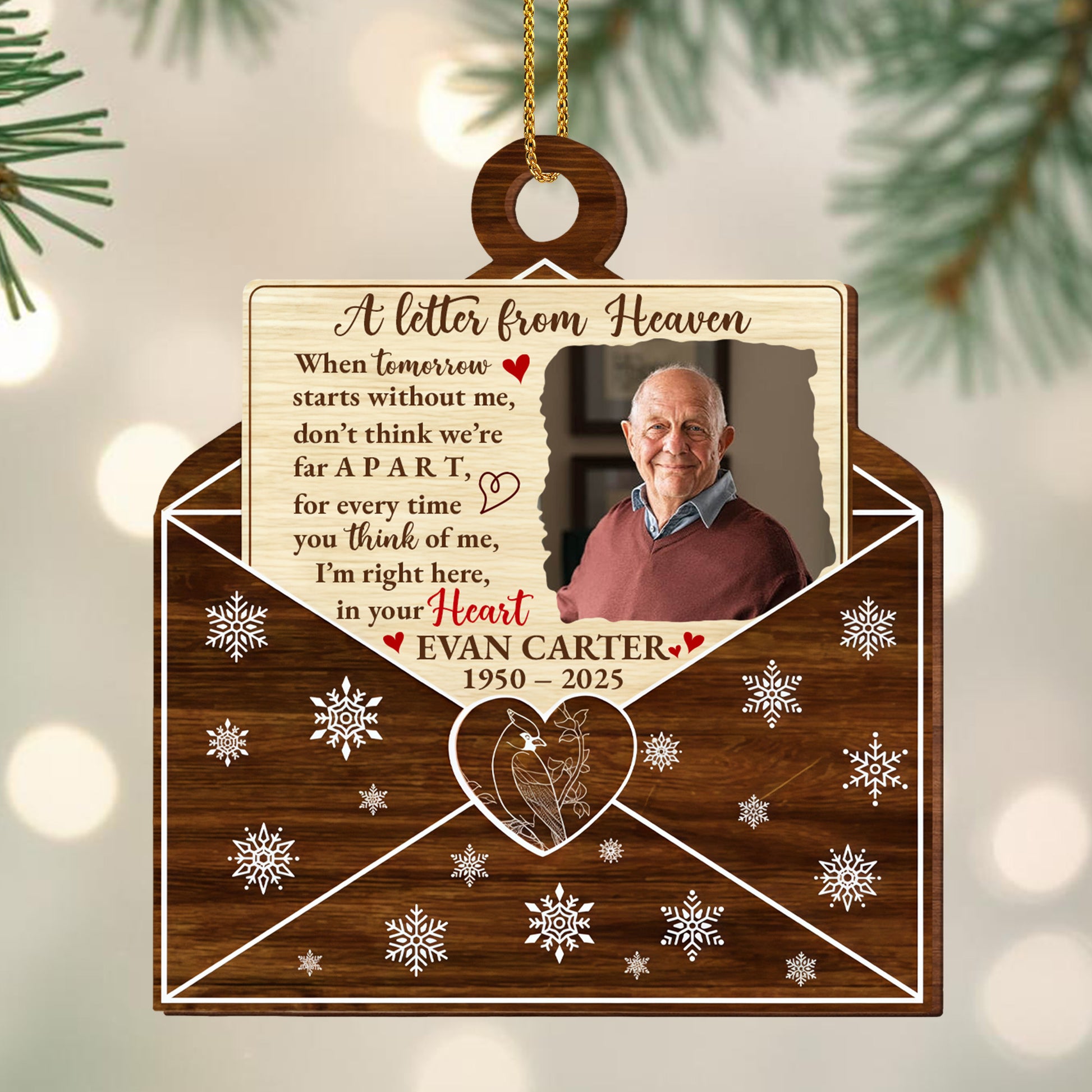 A Letter From Heaven, Memorial Custom Wood Ornament