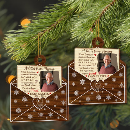 A Letter From Heaven, Memorial Custom Wood Ornament