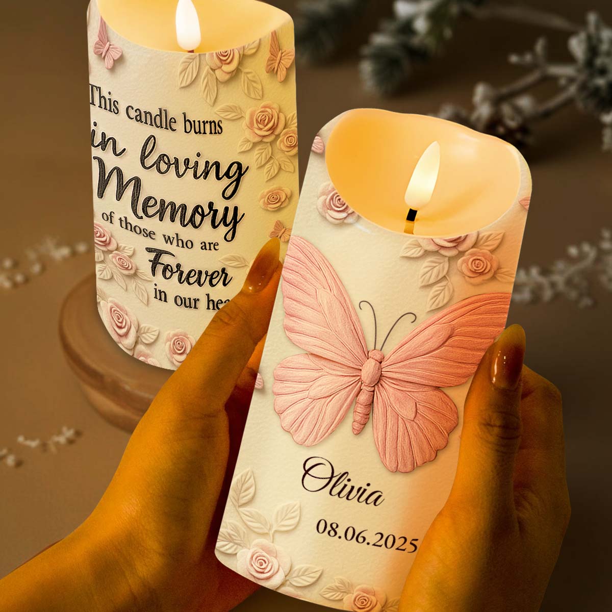 In Loving Memory Forever In Our Hearts Butterfly And Roses