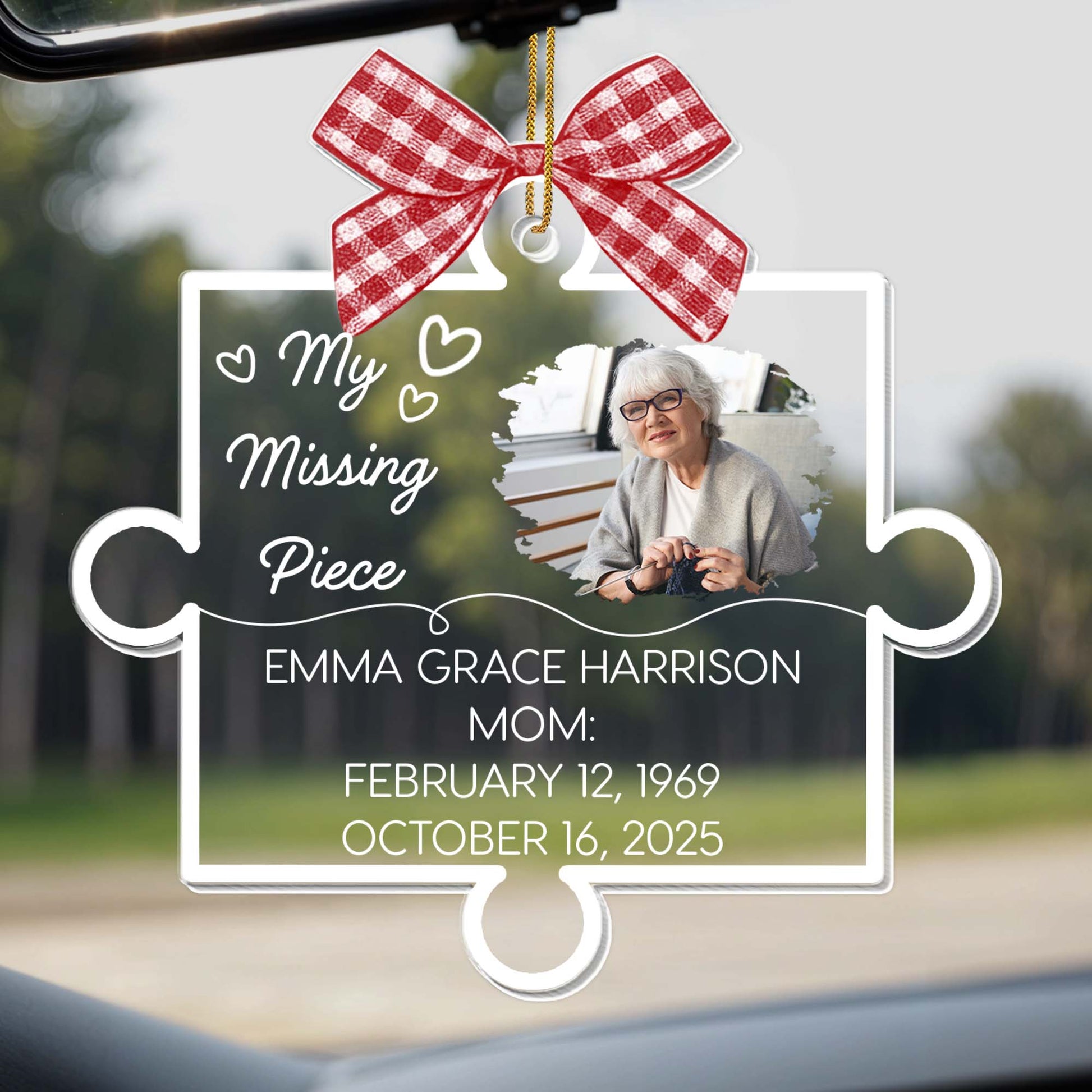 Our Missing Piece With Ribbon And Photo Design