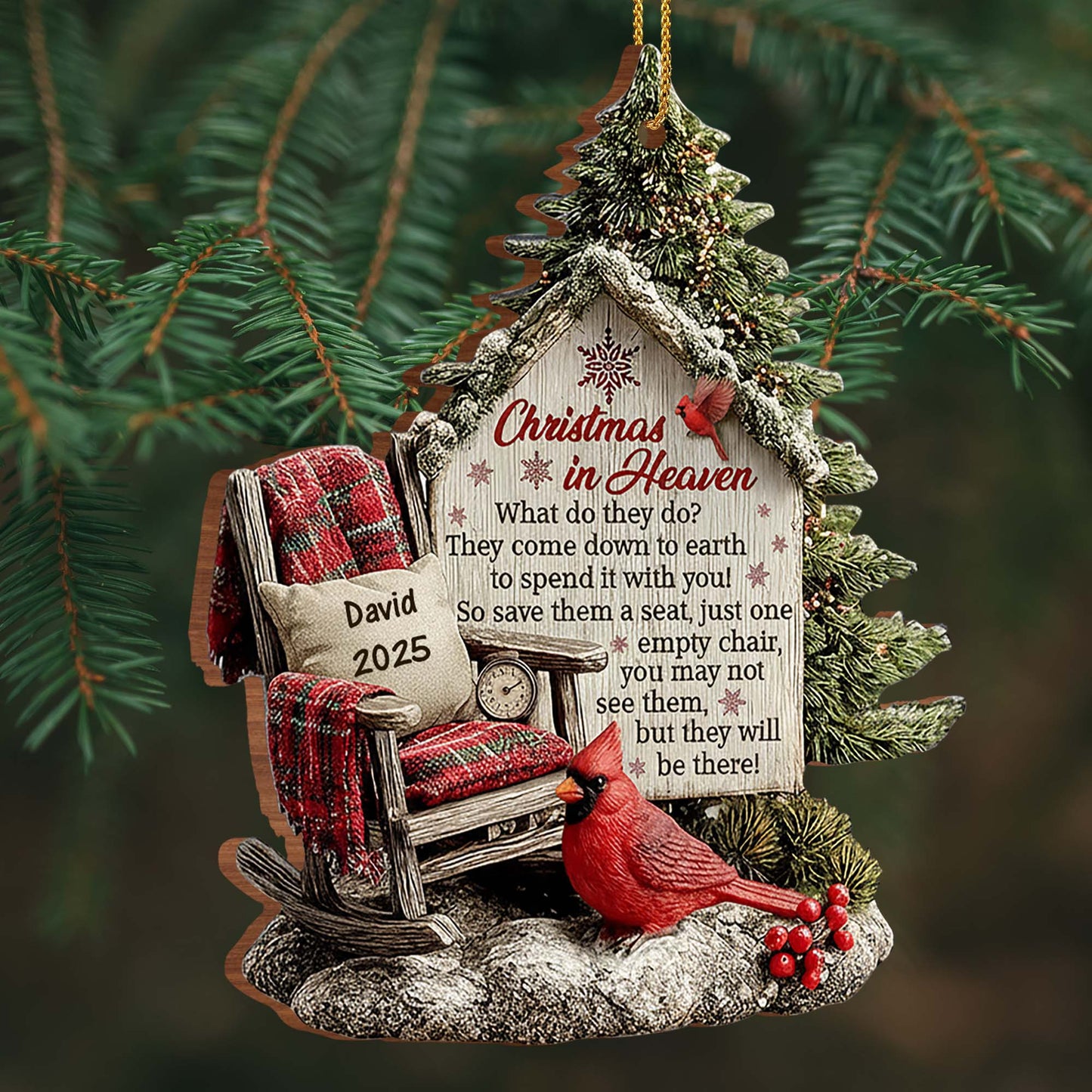 Christmas In Heaven, Chair And Cardinal Decoration