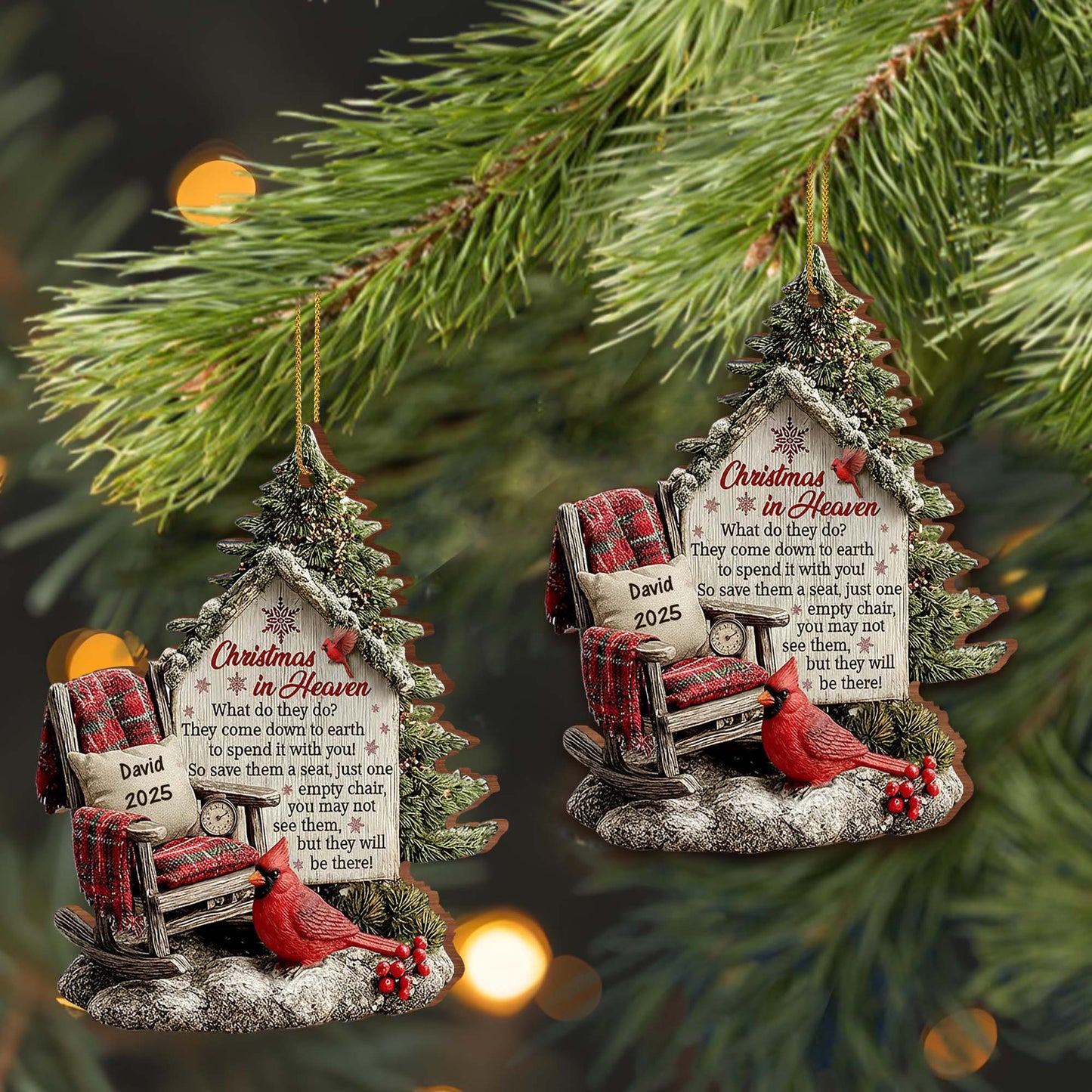 Christmas In Heaven, Chair And Cardinal Decoration