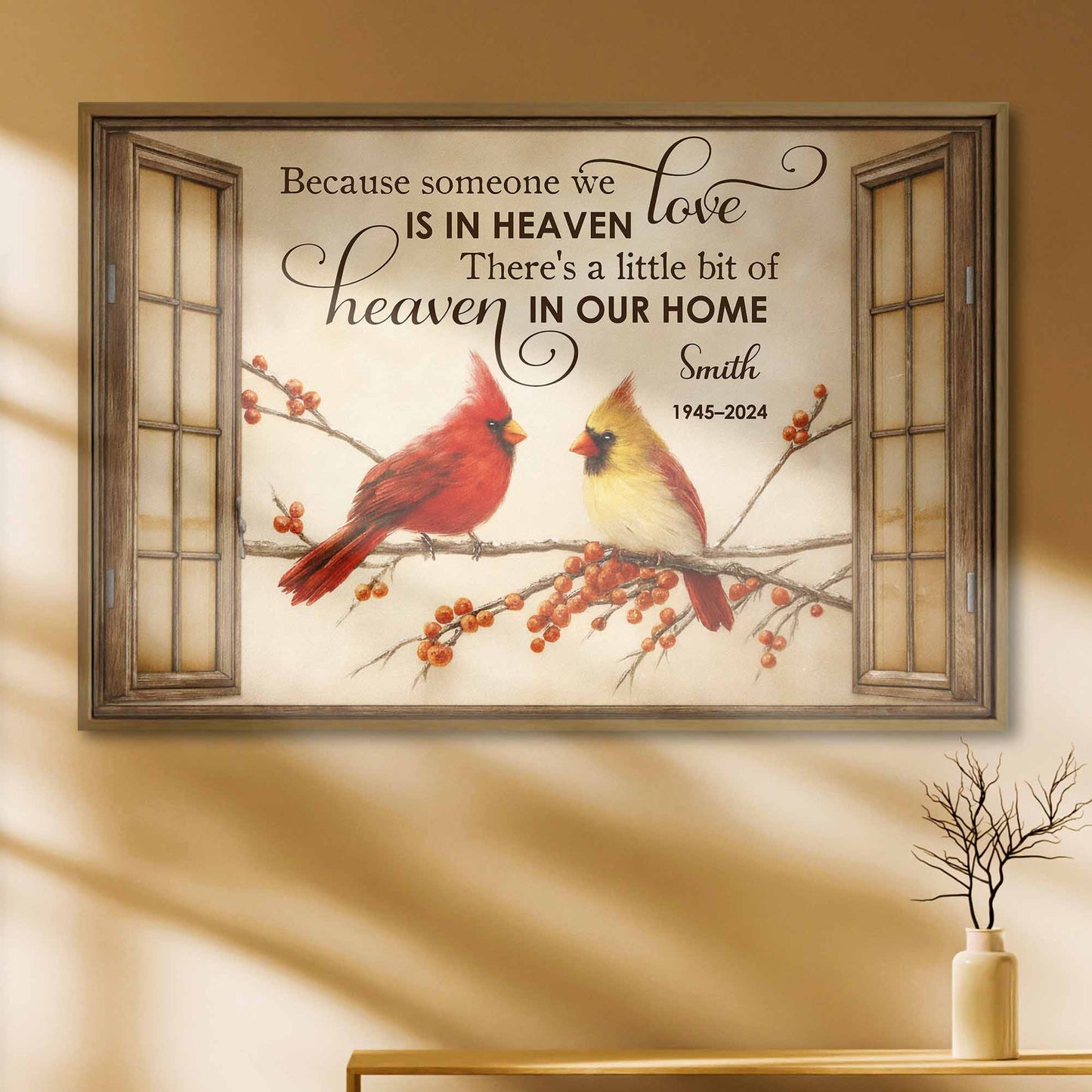 Because Someone We Love Is In Heaven, Birds On Branch Poster - Personalized Custom Horizontal Poster - HME464_HPOS