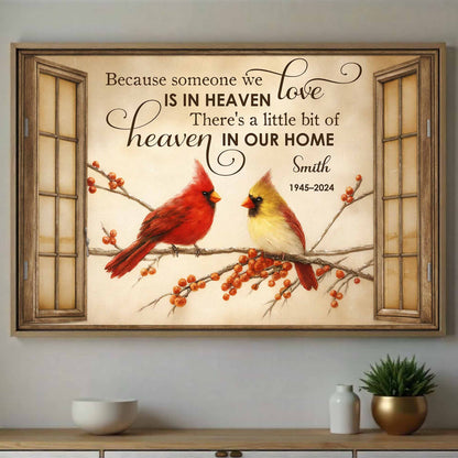 Because Someone We Love Is In Heaven, Birds On Branch Poster - Personalized Custom Horizontal Poster - HME464_HPOS