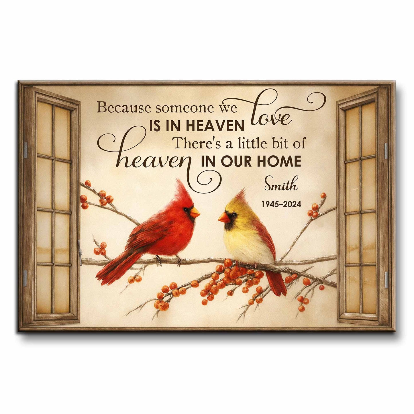 Because Someone We Love Is In Heaven, Birds On Branch Poster - Personalized Custom Horizontal Poster - HME464_HPOS