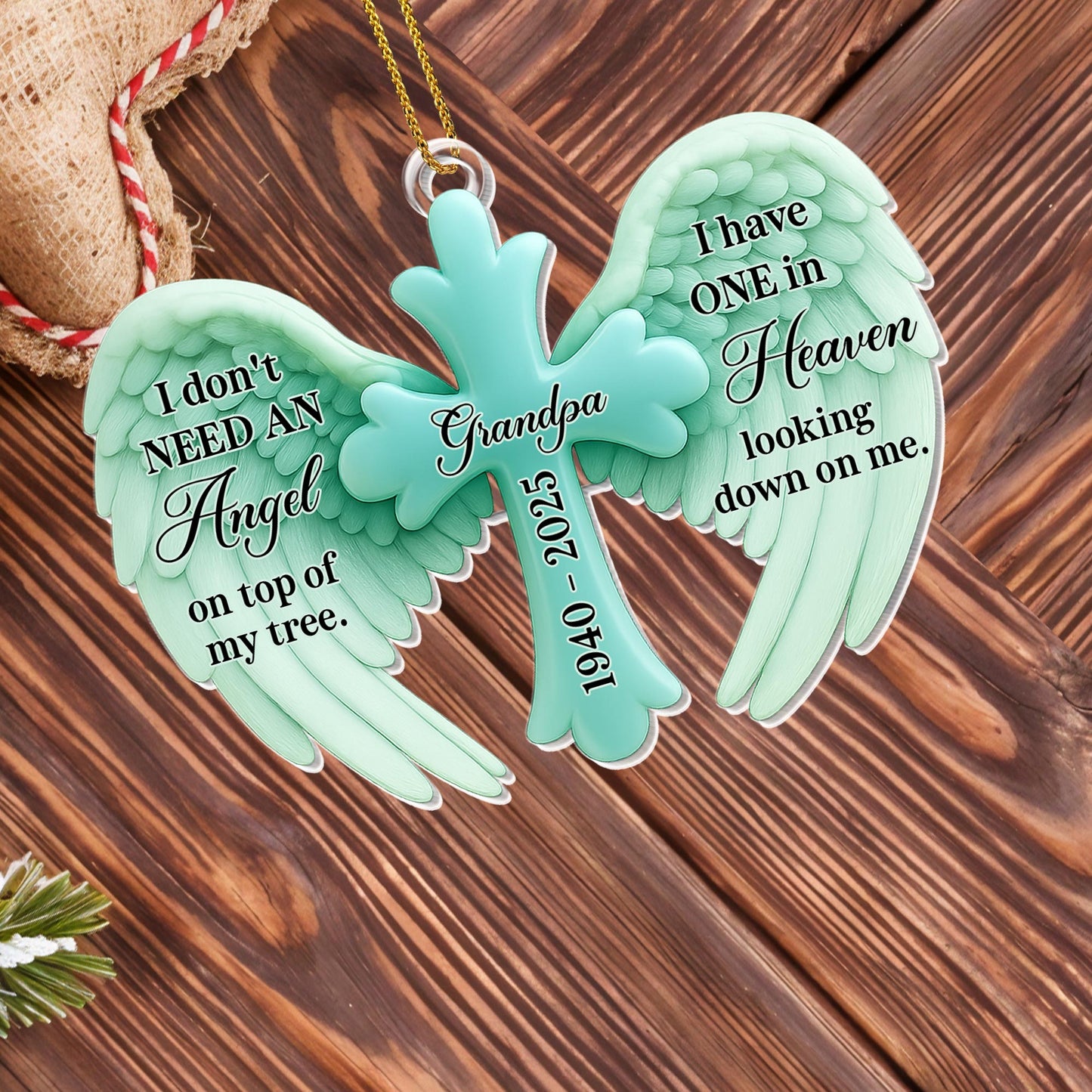I Don't Need An Angel On Top Of My Tree, Angel Wings And Cross