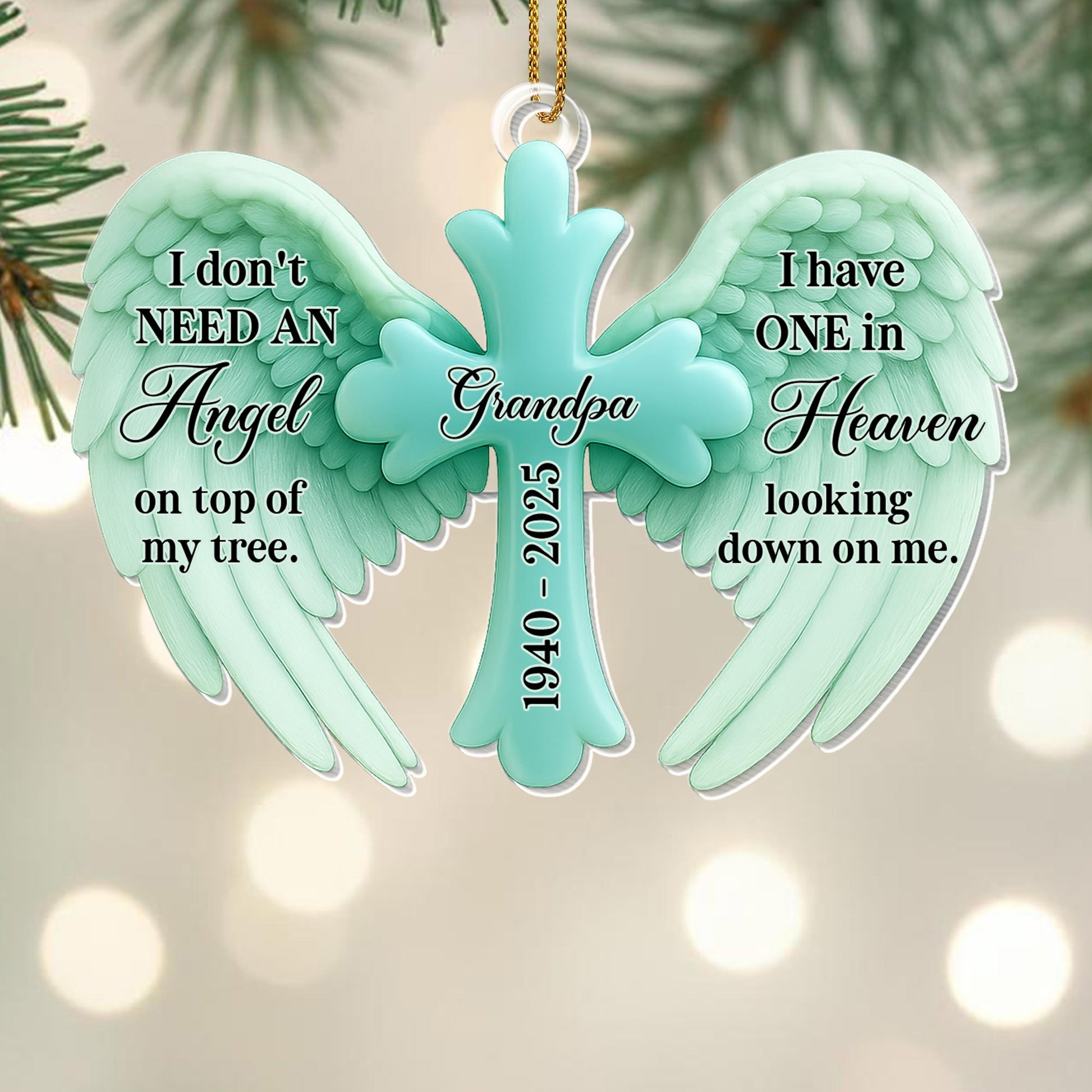 I Don't Need An Angel On Top Of My Tree, Angel Wings And Cross