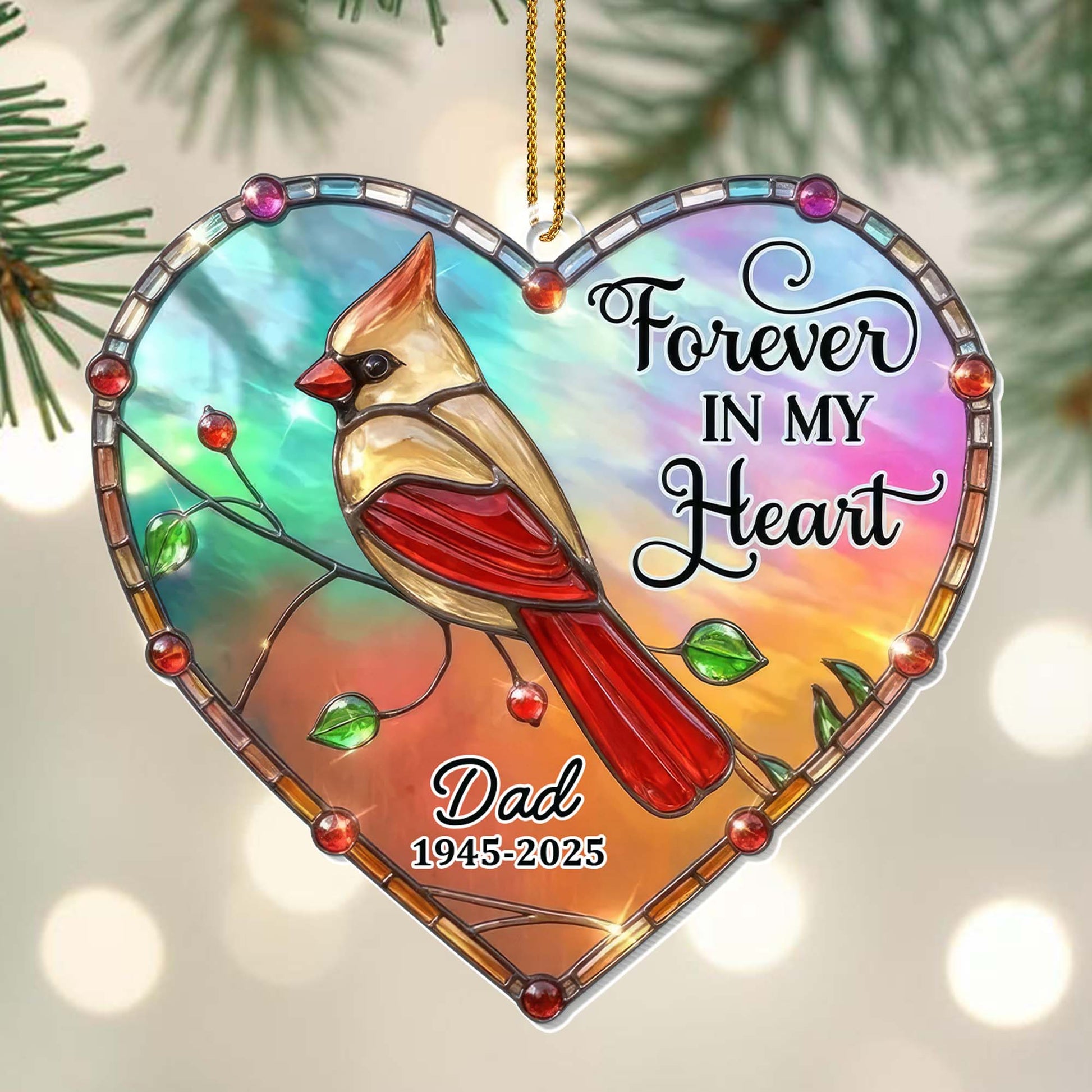 Forever In My Heart Cardinal Heart Ornament