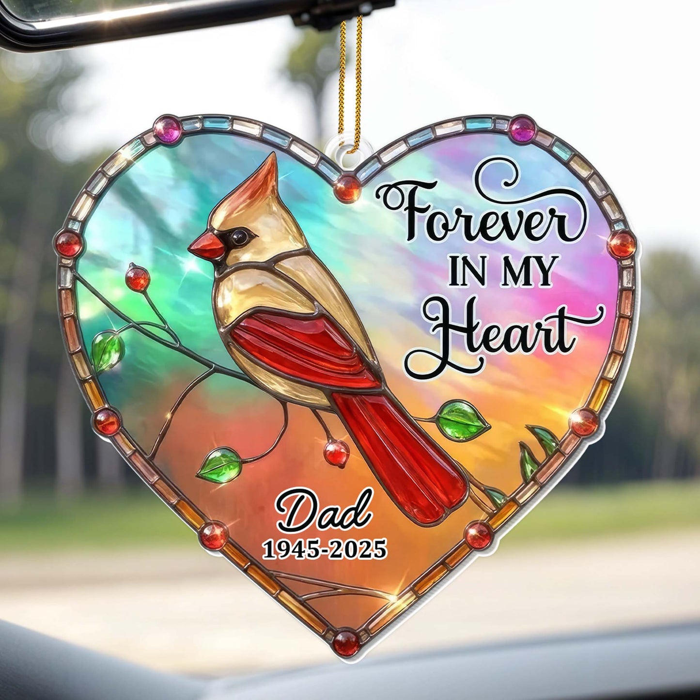 Forever In My Heart Cardinal Heart Ornament