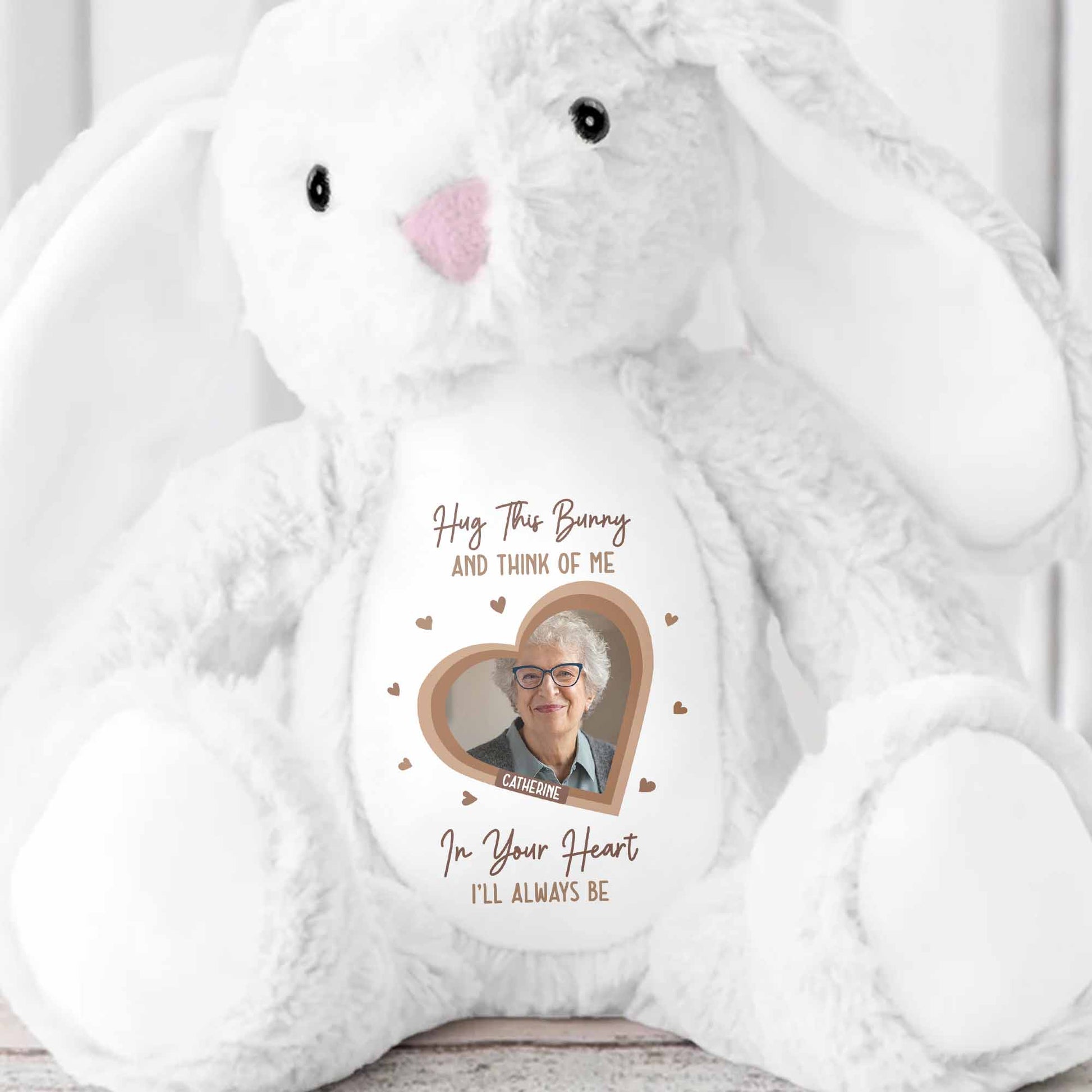 Hug This Bunny And Think Of Me, Heart And Bunny Design