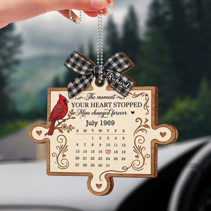 The Moment Your Heart Stopped, Bird And Heart Design - Personalized Custom Wood Ornament, Car Hanging Ornament - HME478_WCA