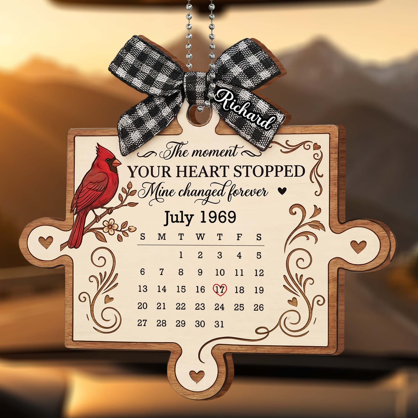 The Moment Your Heart Stopped, Bird And Heart Design - Personalized Custom Wood Ornament, Car Hanging Ornament - HME478_WCA