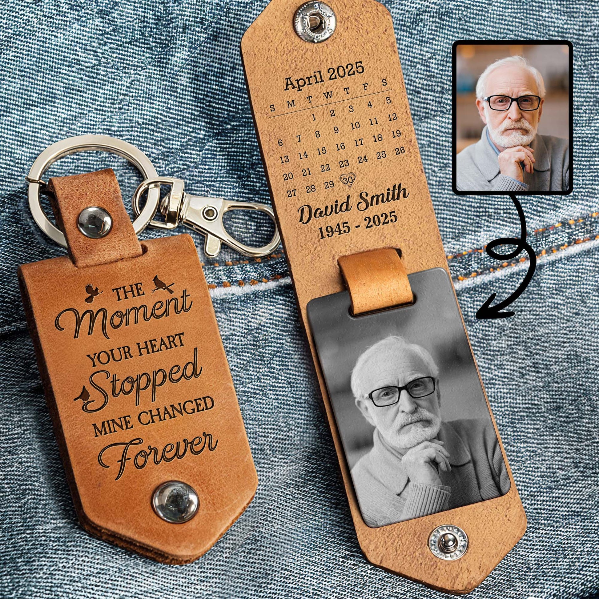 The Moment Your Heart Stopped Mine Changed Forever, Memorial Keychain