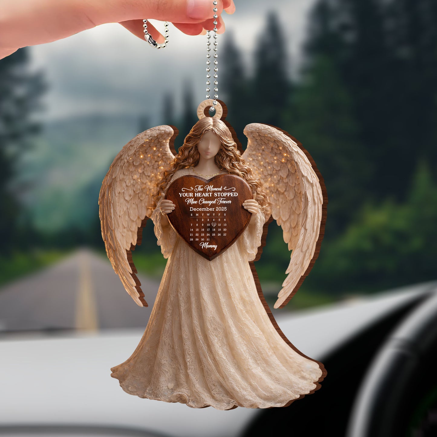 The Moment Your Heart Stopped, Angel Ornament With Calendar