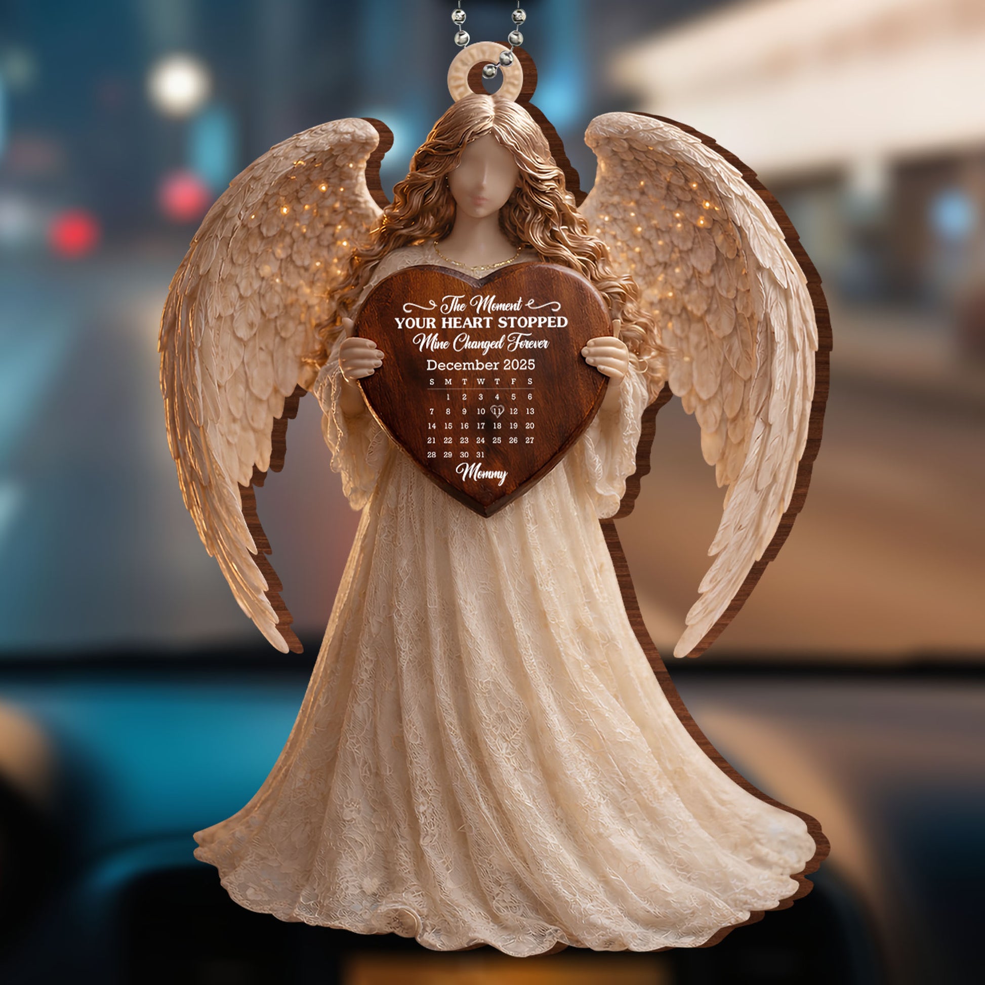 The Moment Your Heart Stopped, Angel Ornament With Calendar