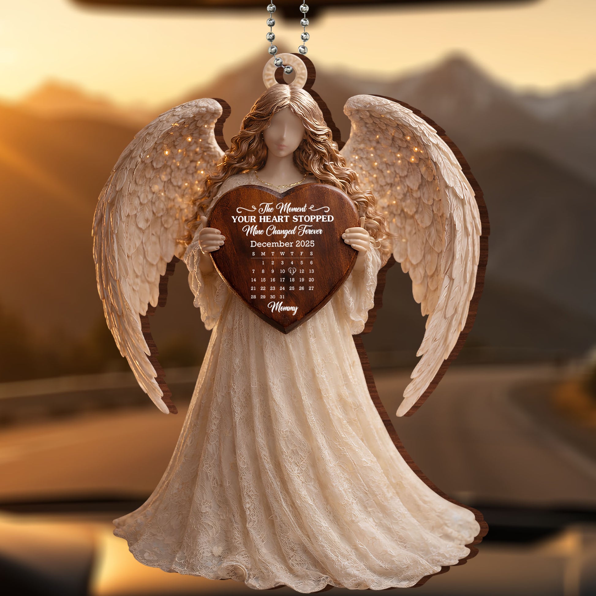 The Moment Your Heart Stopped, Angel Ornament With Calendar