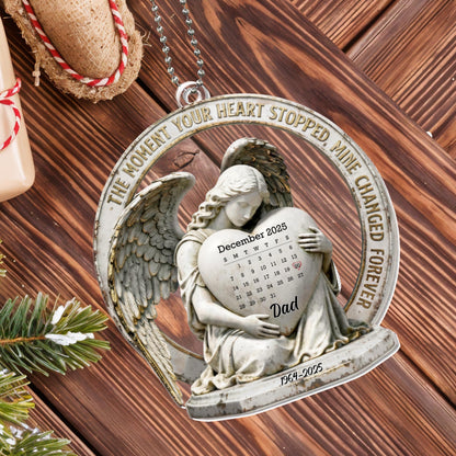 The Moment Your Heart Stopped, Angel And Calendar Design - Personalized Custom Acrylic Ornament, Car Hanging Ornament - HME484_ACA