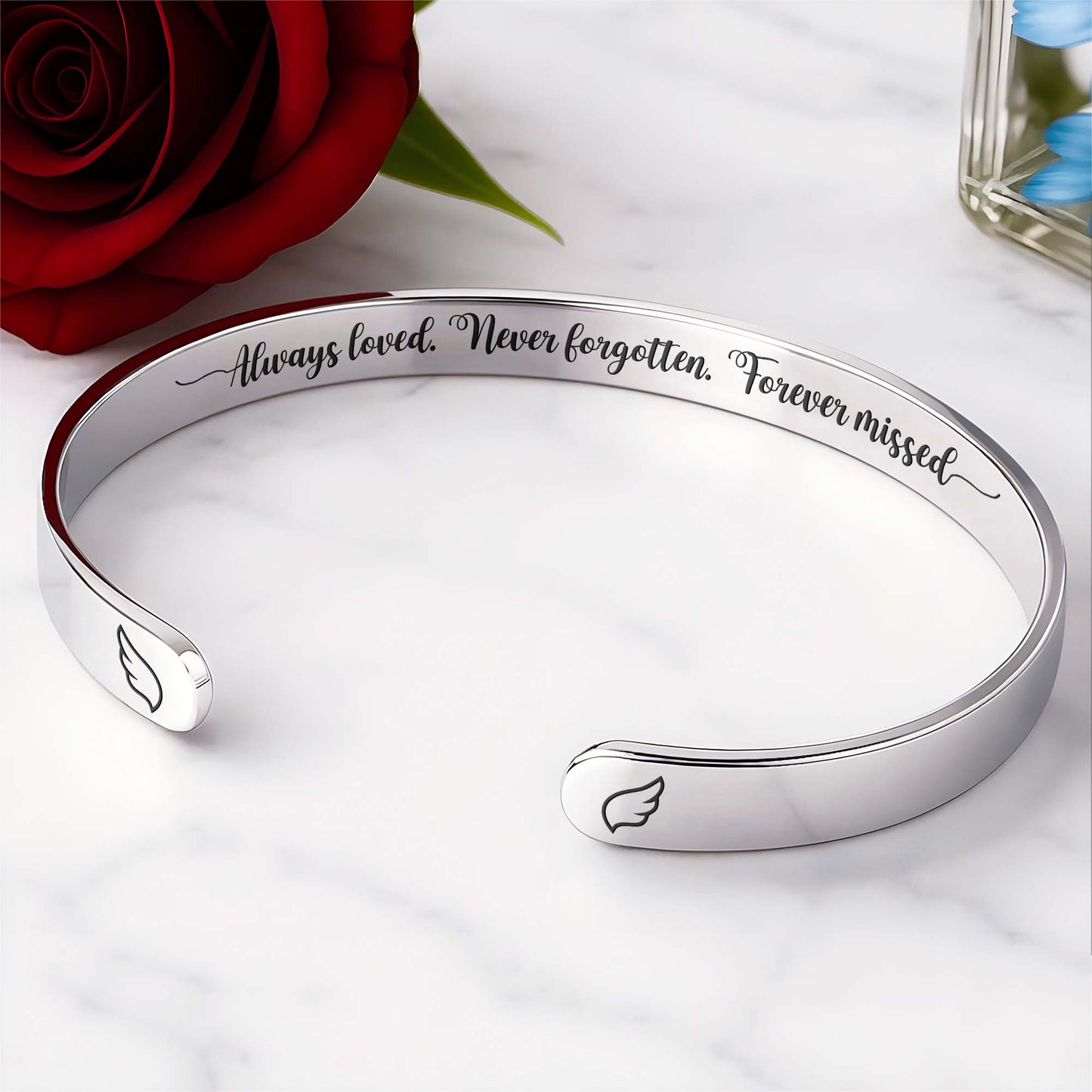 Always Loved Never Forgotten Forever Missed Wings Bracelet