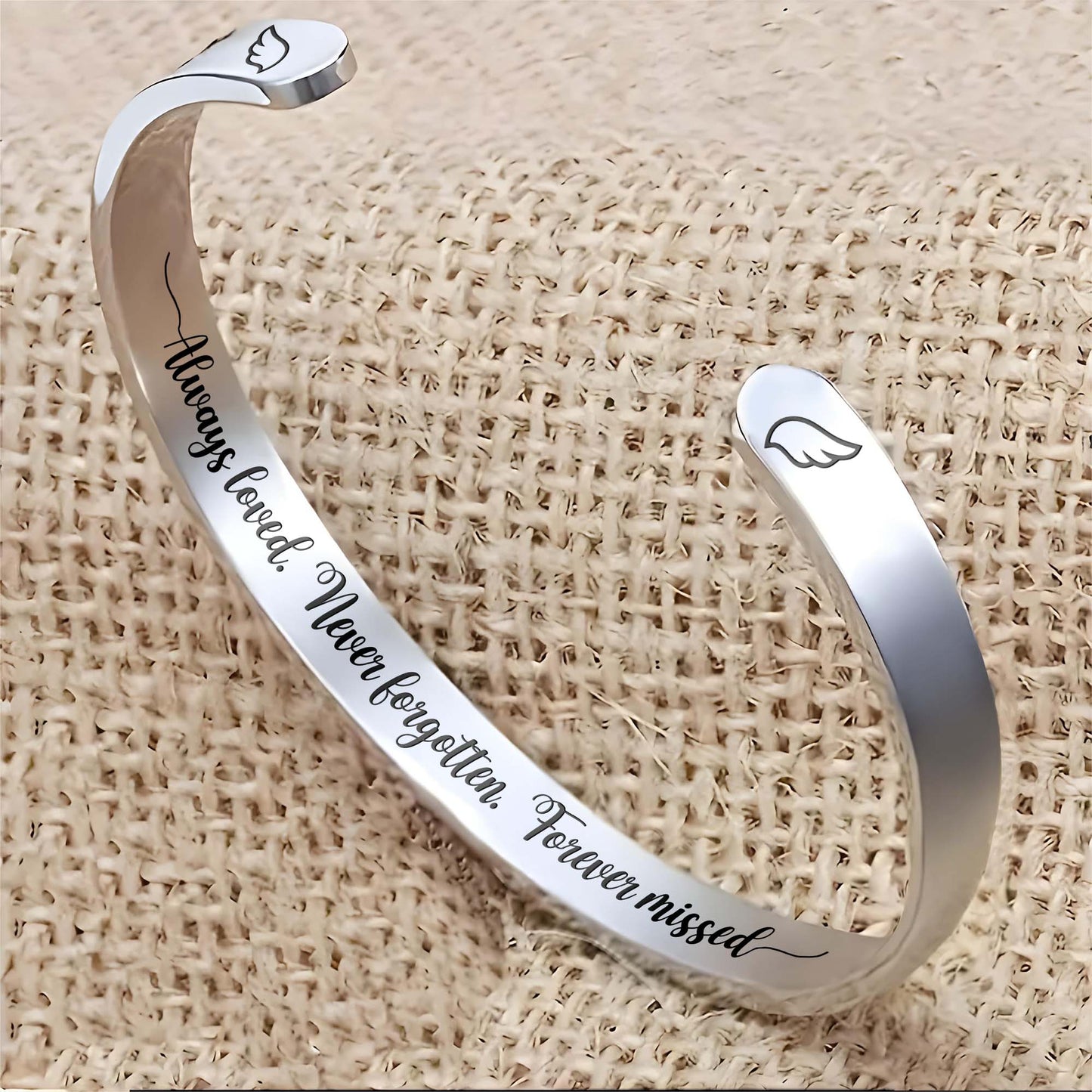 Always Loved Never Forgotten Forever Missed Wings Bracelet